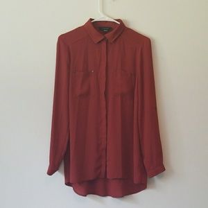 Women brown-red Voile shirt/blouse